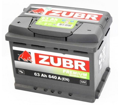 Аккумулятор ZUBR Premium 2023г. 6СТ-60  6СТ-63 A +прав (640 пуск) 2 242х175х190