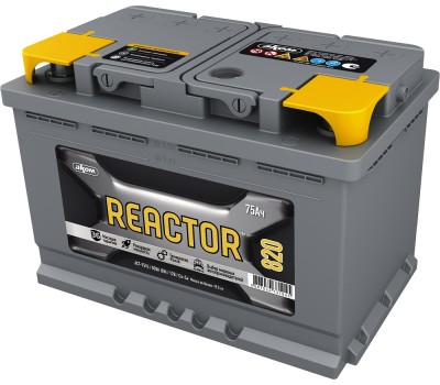 Аккумулятор  6СТ-75 п.п  REACTOR (пт 820) п.п 2023 год (278х175х190) Под заказ 3-7 дней.